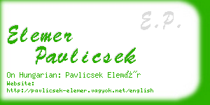 elemer pavlicsek business card